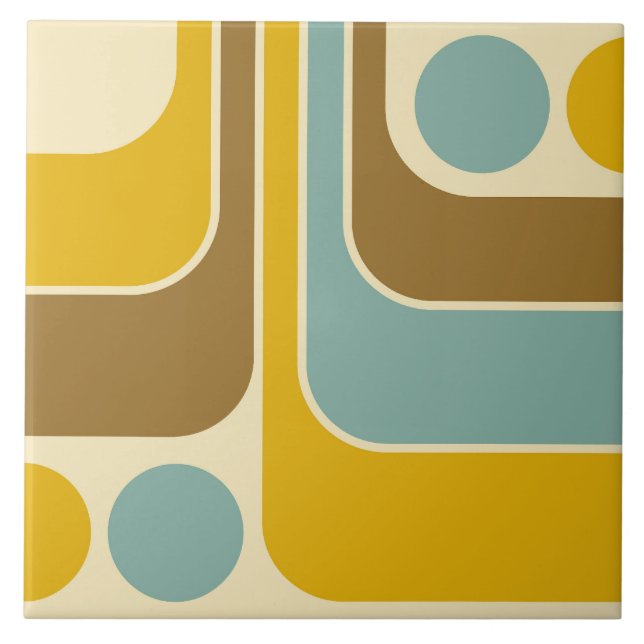 70s Retro Vintage Style Geometric Pattern Tile (Front)