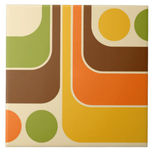 70s Retro Vintage Style Geometric Pattern Tile