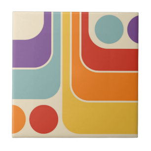 70s Retro Vintage Style Geometric Pattern Tile