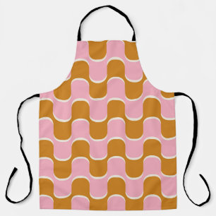 70s retro vintage wavy pattern in gold and pinkwav apron