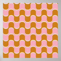 70s retro vintage wavy pattern in gold and pinkwav