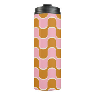 70s retro vintage wavy pattern in gold and pinkwav thermal tumbler