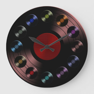 70s Retro Vinyl Record Large Clock