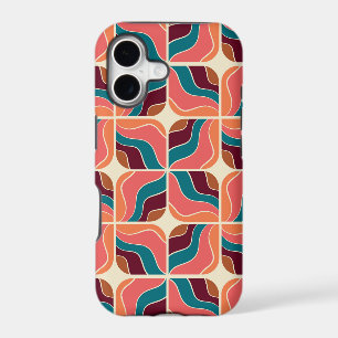 70s retro wavy geometric leaves