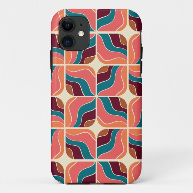 70s retro wavy geometric leaves Case-Mate iPhone case (Back)