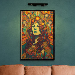 70s Retro Woman Portrait AI Art | Psychedelic Poster
