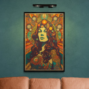 70s Retro Woman Portrait AI Art   Psychedelic Poster