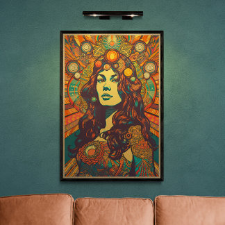 70s Retro Woman Portrait AI Art | Psychedelic Poster