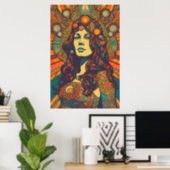 70s Retro Woman Portrait AI Art | Psychedelic Poster (Home Office)