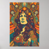 70s Retro Woman Portrait AI Art | Psychedelic Poster (Front)