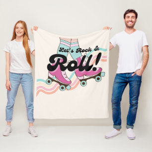 70s Rock and ROLL Roller Skating Decor Retro Room Fleece Blanket