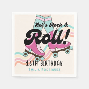 70s Rock and ROLL Roller Skating Party Favours Napkin