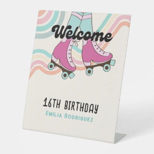 70s Rock and ROLL Roller Skating Party Welcome Pedestal Sign