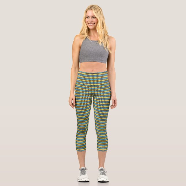 70s Scottish Tartan-Pattern Capri Leggings (Front)