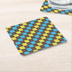70s Scottish Tartan-Pattern Square Paper Coaster