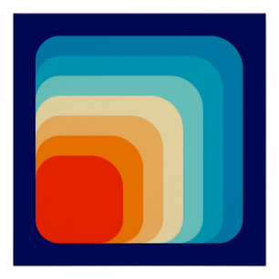 70s Square Rainbow Poster