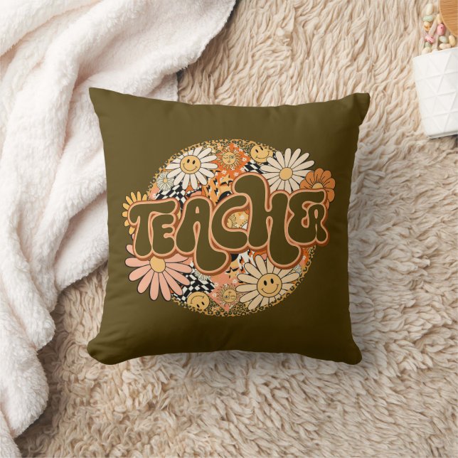 70s Style Floral "Teacher" Appreciation Cushion (Blanket)