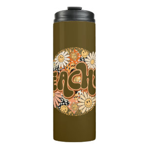 70s Style Floral "Teacher" Appreciation Thermal Tumbler