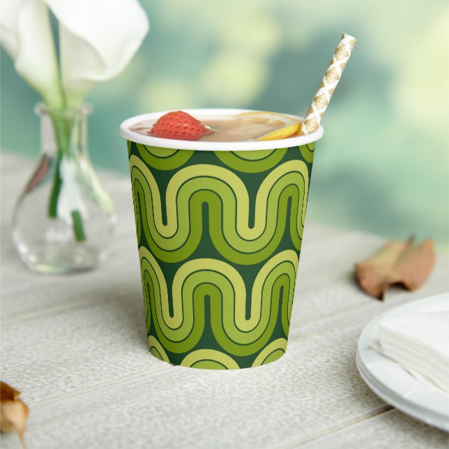 70s Style  Geometric Design Paper Cups (Insitu)