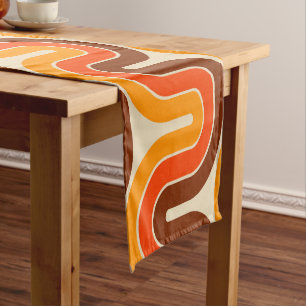 70s Style  Geometric Design Short Table Runner
