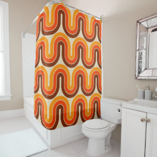 70s Style Geometric Design Shower Curtain