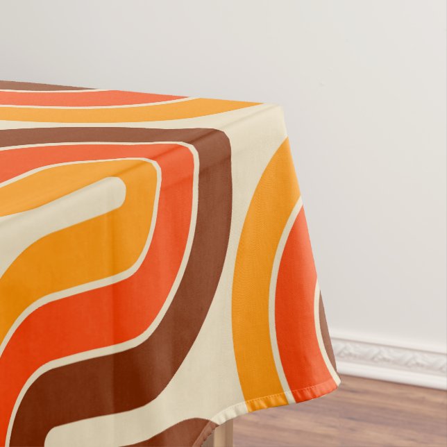 70s Style  Geometric Design Tablecloth (In Situ)