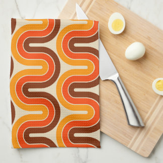 70s Style Geometric Design Tea Towel