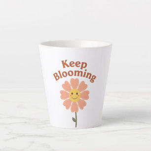 70s Style Happy Flower Graphic Latte Mug