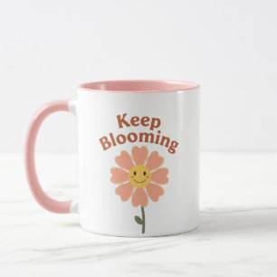 70s Style Happy Flower Graphic Mug