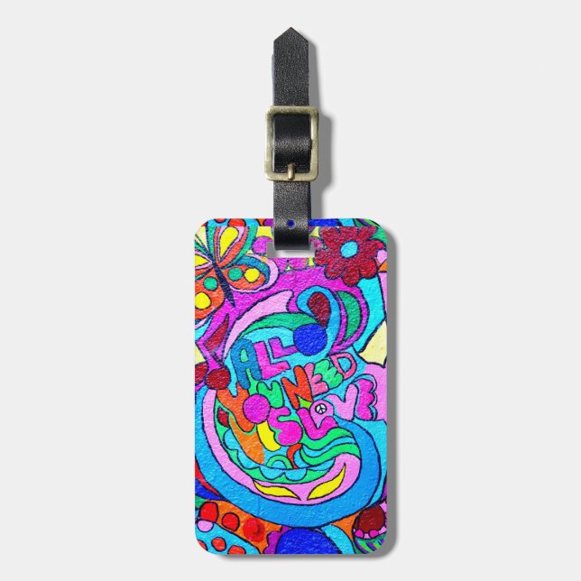 70's style hippie love Thunder_Cove Luggage Tag (Front Vertical)