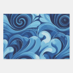 70's style swirly patterns in shades of red & pink wrapping paper sheet