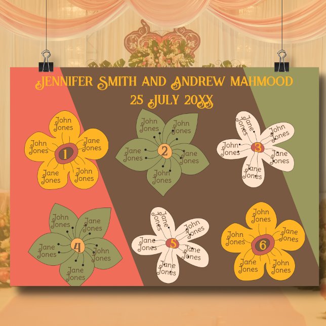 70's style wedding seating plan table map  Poster (Creator Uploaded)