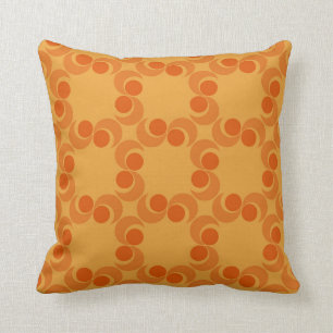 70s swirly orange pattern cushion