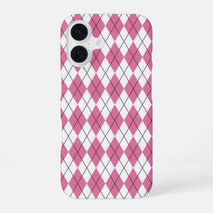 70s Tartan-Pattern Pinky iPhone 16 Case