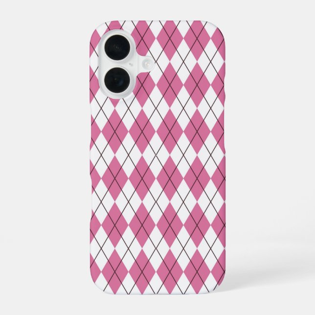 70s Tartan-Pattern Pinky iPhone 16 Case (Back)