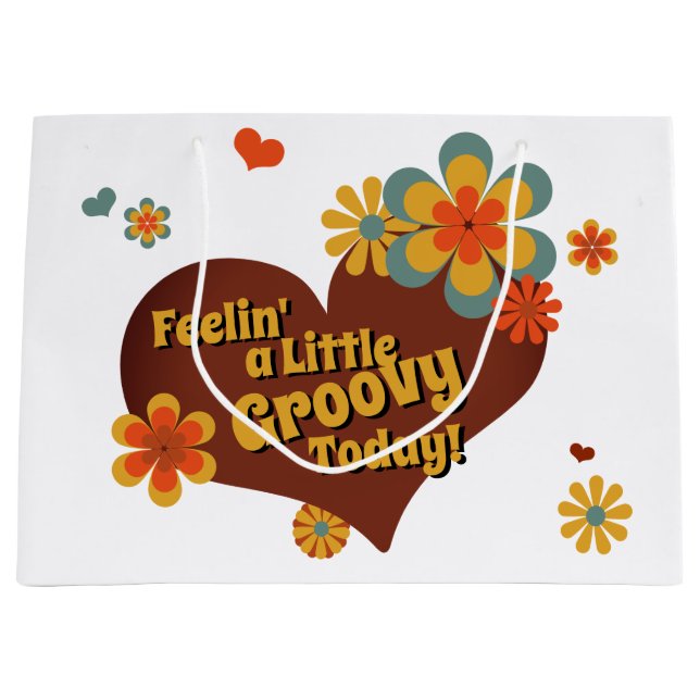 70's Theme Colours Groovy Flowers Large Gift Bag (Front)