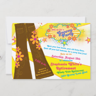 70s Theme Groovy Bell Bottoms Retirement Party Invitation