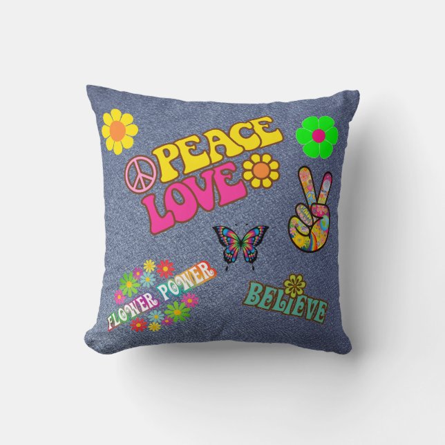 70's Themed Home Decor Throw Pillow (Front)