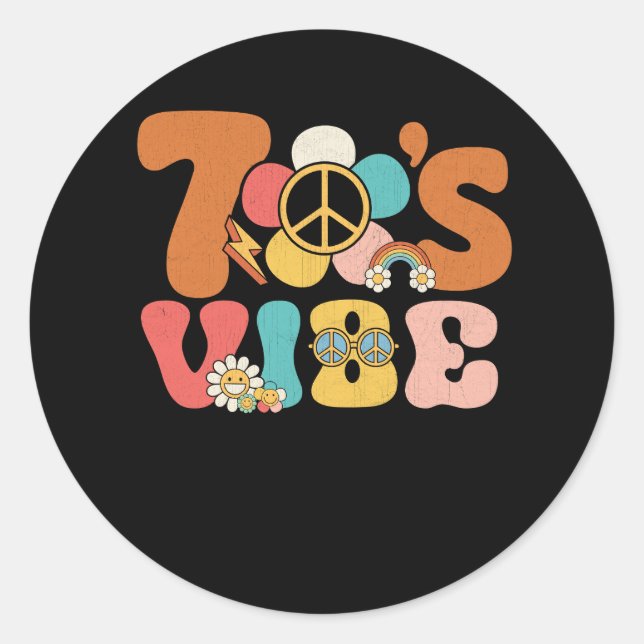 70s Vibe 70s Costume Peace Groovy Hippie 70's Them Classic Round Sticker (Front)