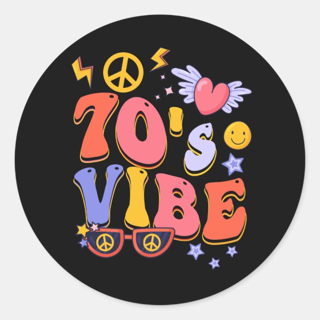 70's Vibe Costume 70s Party Outfit Groovy Hippie P Classic Round Sticker (Front)