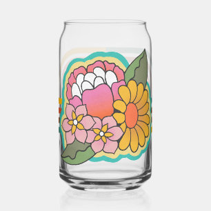 70s vibe  flowers can glass