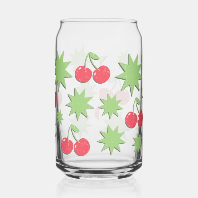 70s vibe  flowers can glass (Left)