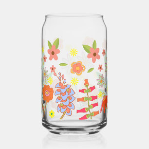 70s vibe  flowers can glass