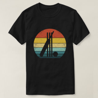 70s Vintage Bat Ball Wicket Cricket Retro T-Shirt
