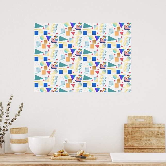 70s vintage colourful geometric pattern poster (Kitchen)