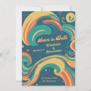 70's vintage groovy disco save the date invitation