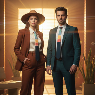 70s Vintage Navy blue yellow pink stripes pattern Tie