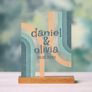 70s Vintage Rainbow Wedding Acrylic Sign