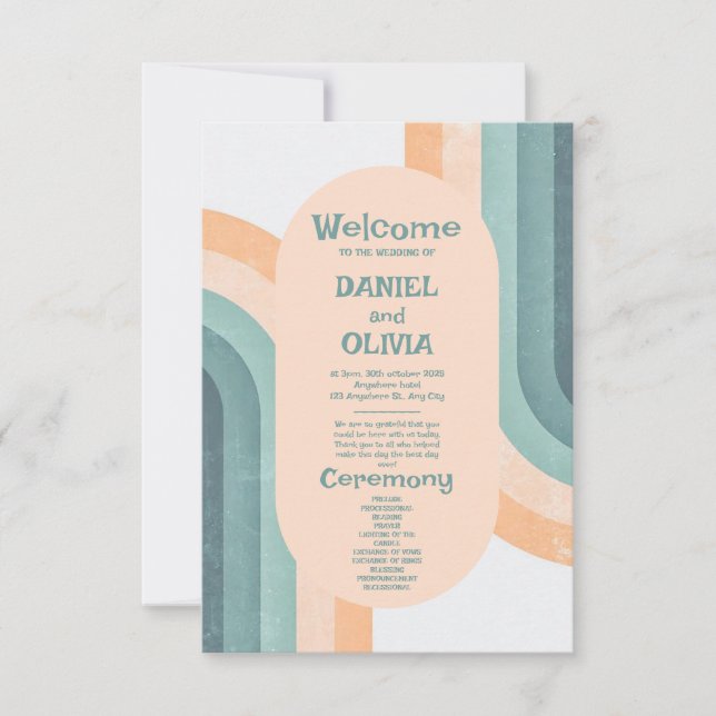 70s Vintage Rainbow Wedding Programs (Front)