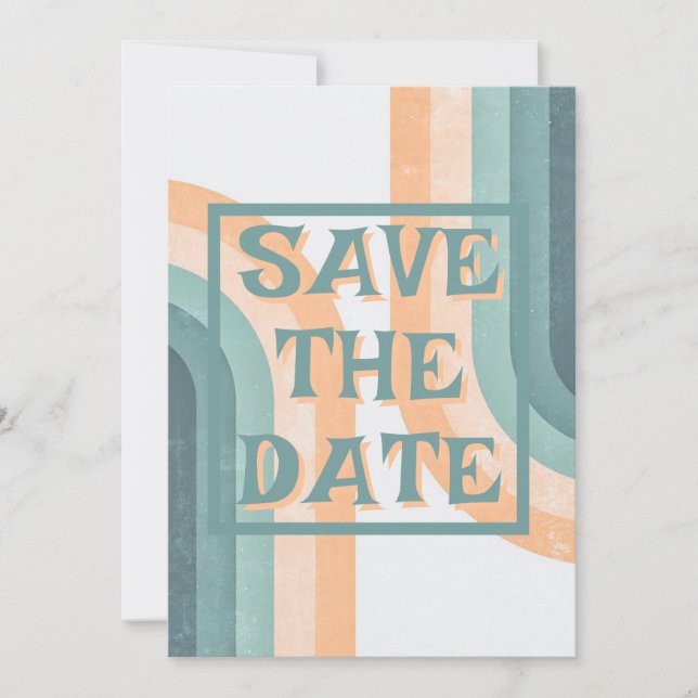 70s Vintage Rainbow Wedding Save The Date (Front)